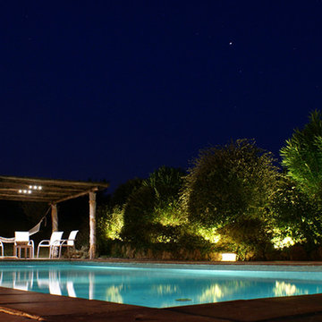 Iluminación exterior, zona de piscina