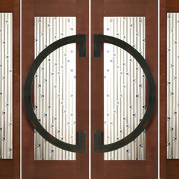 Prehung Prehung Double 2-1/4" Thick Mahogany Doors Sidelites Art Glass Iron Work - Front Doors