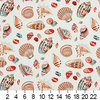 Pink, Blue, Red and Beige Seashells Outdoor Indoor Upholstery Fabric By The Yard