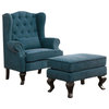 Traditional Leisure Chair With 1Pcs Pillow, Dark Teal Finish