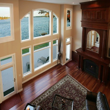 Floor-To-Ceiling Mantle Piece Overlooking Waterfront