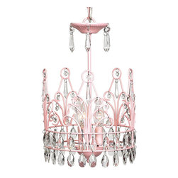 3-Light-Chandelier-in-Pink-Crown - Chandeliers