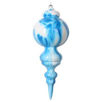 10" Blue/White Marble Finial Orn 2-Pack