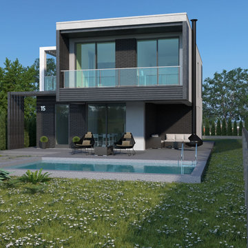 Modern house with an exploited roof