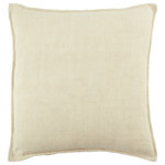 Jaipur Living - Jaipur Living Blanche Solid Cream Down Pillow 20" - The Burbank collection infuses homes with understated elegance, perfect for rustic and coastal spaces alike. The Blanche pillow is crafted of 100% linen and features soft, inviting flange for added texture and charm. In a cream hue, this versatile cushion brightens rooms with crisp, clean style.
