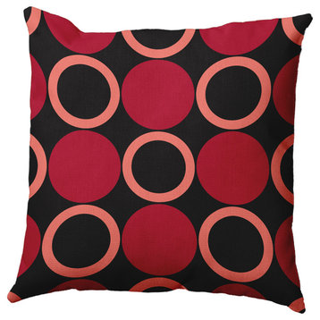 Mod Circles Accent Pillow, Dark Red, 16"x16"