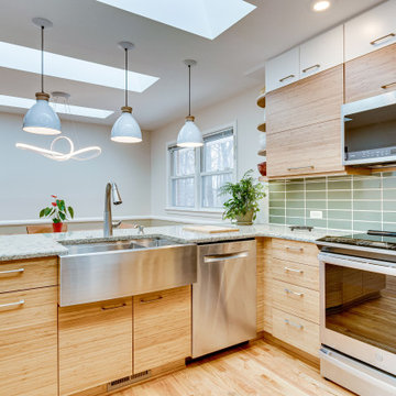 White and Natural Bamboo Kitchen Makeover Falls Church, VA