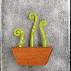 Three Fiddleheads Emerging by Jen Violette - Mixed Media Art