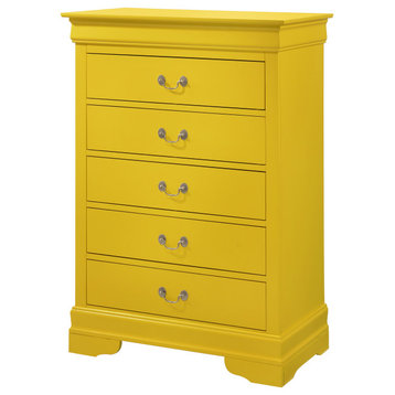 Louis Phillipe Yellow 5 Drawer Chest of Drawers (33 in L. X 18 in W. X 48 in...