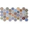Multicolor Hexagon Patchwork Mosaic 3D Wall Panels, Set of 5 Covers 25.6 Sq Ft