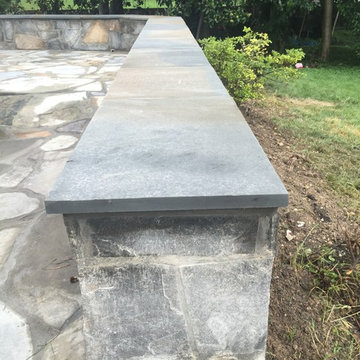 Irregular Flagstone Patioin Silver Spring MD With Stone Sitting Walls