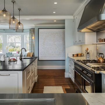 Foreside Kitchen | Art by Jane Waterous and entitled “The Code-Peace”