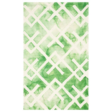 Safavieh Dip Dye Collection DDY677 Rug, Green/Ivory, 3'x5'