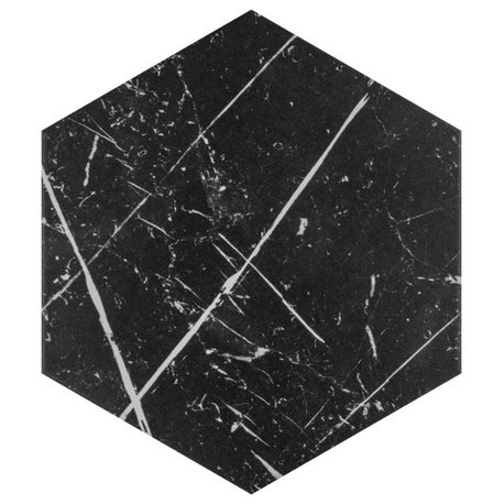 Timeless Hex Marquina Porcelain Floor and Wall Tile