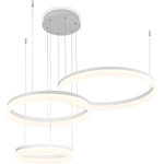 EuroFase - Minuta Frosted LED 3-Tier Halo Chandelier, White - The Minuta three-tier halo chandelier is dominated by circles and clean lines making a remarkable statement. The aluminum and frosted LED halos generate a beautiful diffused glow throughout the room. This elegant and minimalist fixture brings a unique touch to contemporary homes.