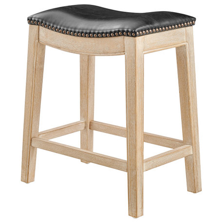 Elmo KD Counter Stool, Borneo Black, Faux Leather