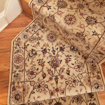 Nejad's Expertly Installed Handmade Wool Staircase Runner with Pie Shaped Turn