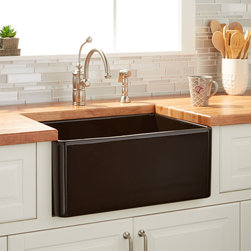 24" REINHARD FIRECLAY FARMHOUSE SINK - BLACK - Kitchen Sinks