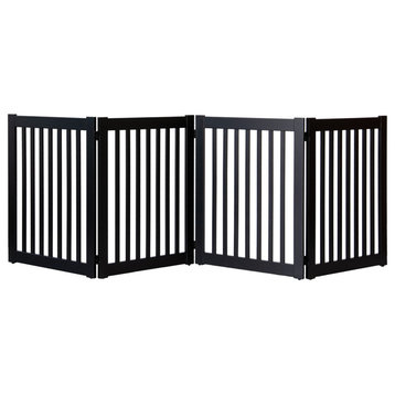 Highlander Series Solid Wood Pet Gate, 4-Panel, Black