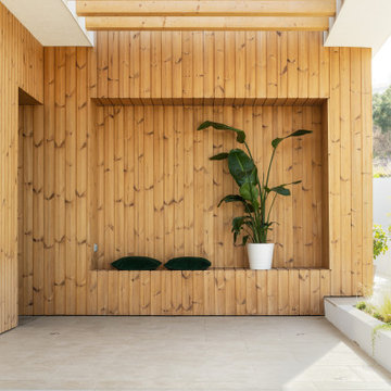 Covered Patio with Timber Slat Wall