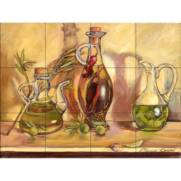 Tile Mural, Olive Oil Jars by Theresa Kasun