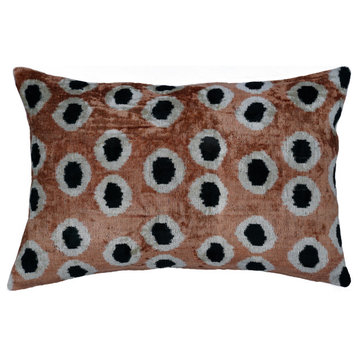 Canvello Handmade Velvet Gold Black Dot lumbar Pillows For Couch, 16"x24"
