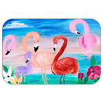 Mary Gifts By The Beach - Famingo Garden Plush Bath Mat, 20"x15" - Bath mats from my original art and designs. Super soft plush fabric with a non skid backing. Eco friendly water base dyes that will not fade or alter the texture of the fabric. Washable 100 % polyester and mold resistant. Great for the bath room or anywhere in the home. At 1/2 inch thick our mats are softer and more plush than the typical comfort mats.Your toes will love you.