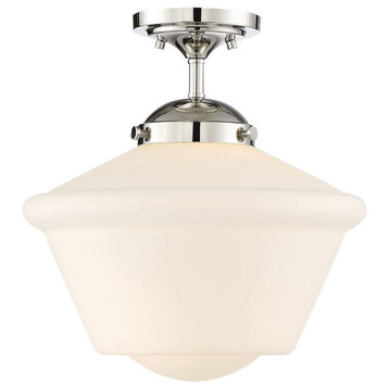 Trade Winds Dorothy Opal Glass Schoolhouse Semi-Flush Mount Ceiling Light in P