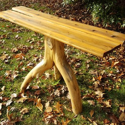 Natural Live Edge TV Stand - Rustic Cedar Root Entertainment Table - Coffee And Accent Tables
