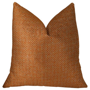 Kashmiri Oak Orange and Taupe Handmade Luxury Pillow, 20"x20"