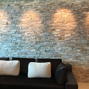 Living Room with Gobi Format Natural Stone Wall Panels