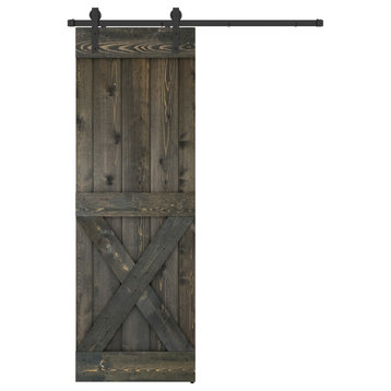 Solid Wood Barn Door, Made in USA, Hardware Kit, DIY, Ebony, 28x84"
