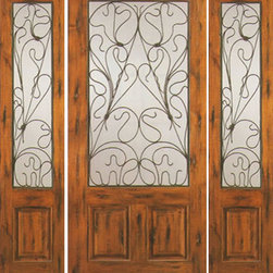 Door with Two Sidelites Entry Prehung Knotty Alder, 2/3 Lite - Front Doors