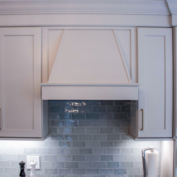 Two Tone Kitchen with Wood Stained and Light Beige Cabinets