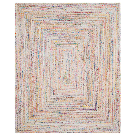 Safavieh Braided Collection BRD210 Rug, Ivory/Multi, 8'x10'