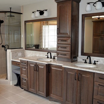 Bathroom Remodel with Cherry Slate Cabinets and Silestone Arctic Countertop
