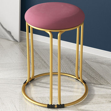 Nordic Suede and Leather Stacked Dining Round Stool, Marsal, Suede