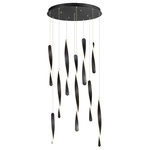 ET2 Lighting - Pirouette 10-Light LED Pendant - Twisted Black pendants are illuminated on the edge to create a spiral effect. Adjustable heights make it possible to create your own unique design.