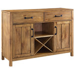 Crosley - Roots Buffet, Natural - Modern entertainment meets mid-century design in this rustic Roots Buffet. Each piece is uniquely characterized by natural color variations and hand finishing techniques reminiscent of the reclaimed look. Simplistic style lends way to ample storage of life's most important necessities whether it be stemware, spirits or otherwise.
