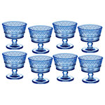 Godinger - Claro Tasters Set of 8, Blue - Whether you are serving guests or simply enjoying your favorite beverage. Featuring emblazoned with a vintage-inspired embossed texture. This traditionally styled glassware is a must-have addition to your kitchen or dining table.