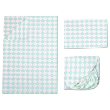 Toddler Sheet Set (Pillowcase, Flat Sheet, Fitted Sheet), Sea Glass Scallop