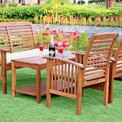 4 piece Acacia Wood Chat Set - Outdoor Lounge Sets