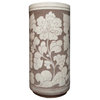 Chinese Ceramic Flower Carving Off White Vase