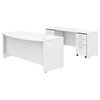 Studio C 72"x36" Bow Front Desk and Credenza With Mobile File Cabinets