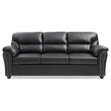 Olney 60 in. W Flared Arm Faux Leather Straight Sofa, 82 in.