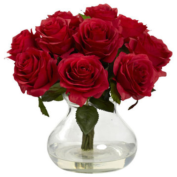 Rose Arrangement With Vase, Red