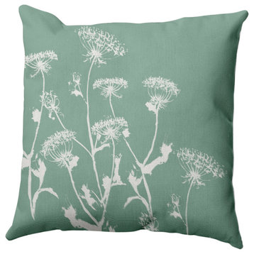 Breezy Wildflower Pillow, Green, 18"x18"