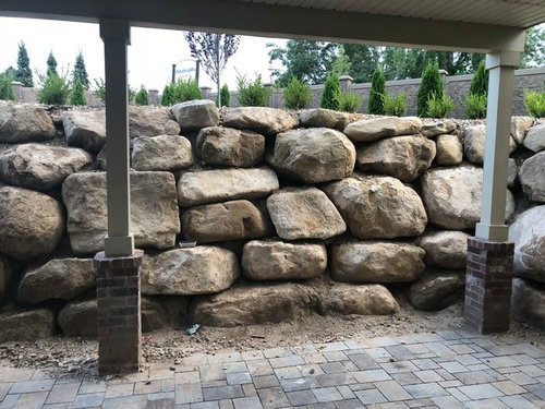 How To Fill In Around Rocks Large Rock Retaining Wall - Rock Retaining Wall Design
