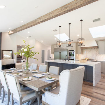 Friendly Hills Contemporary Coastal Kitchen and Dining Room Remodel in Whittier,