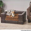 GDF Studio Rover Chocolate Brown Leather Dog Sofa Bed, Large